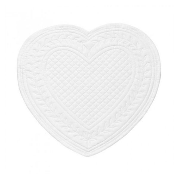 set de table en boutis blanc en forme de coeur 100% coton de la marque comptoir de famille