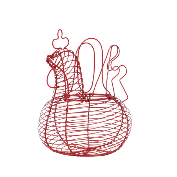 panier à oeufs en fer forgé rouge