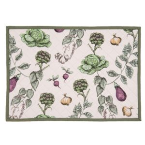 set de table en coton blanc et verts légumes d'automne clayre en eef