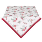 nappe blanche en coton à fleurs liseré rose 150x250cm