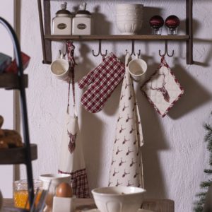 textile de cuisine rustique style chalet hiver cerf