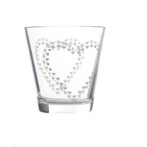 verre à eau transparent gravure coeur