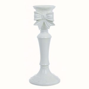 photophore en céramique blanc noeud romantique blanc mariclo