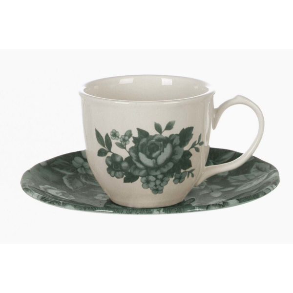 tasse à café de noël verte en céramique blanc mariclo