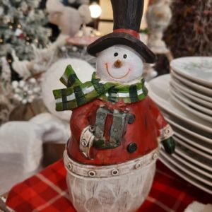 bonhomme de neige en bois résine décoration de noël