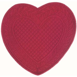 set de table rouge en forme de coeur