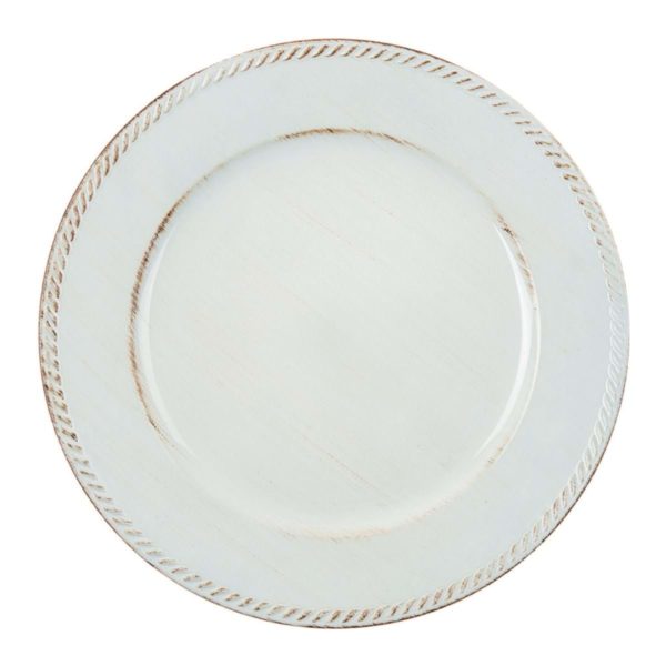 assiette de présentation blanche patine beige