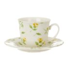 tasse et sous tasse blanc mariclo fleurs jaunes compatibles lave vaisselle vintage
