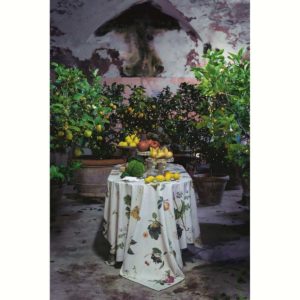 linge de maison botanique fleurs et fruits blanc mariclo