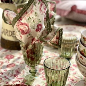 acheter textile de table shabby chic romantique rose et vert fleurs