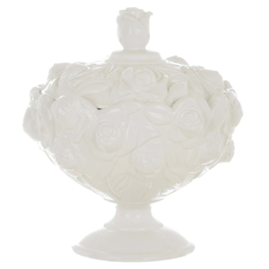 bonbonnière faience blanche belgique shabby rose