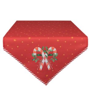 chemin de table rouge sucre d'orge noel