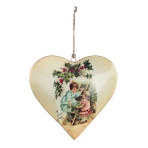 Coeur Noël En Famille à Suspendre En Métal 15x15 CM