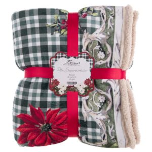plaid vert hiver roses de noel