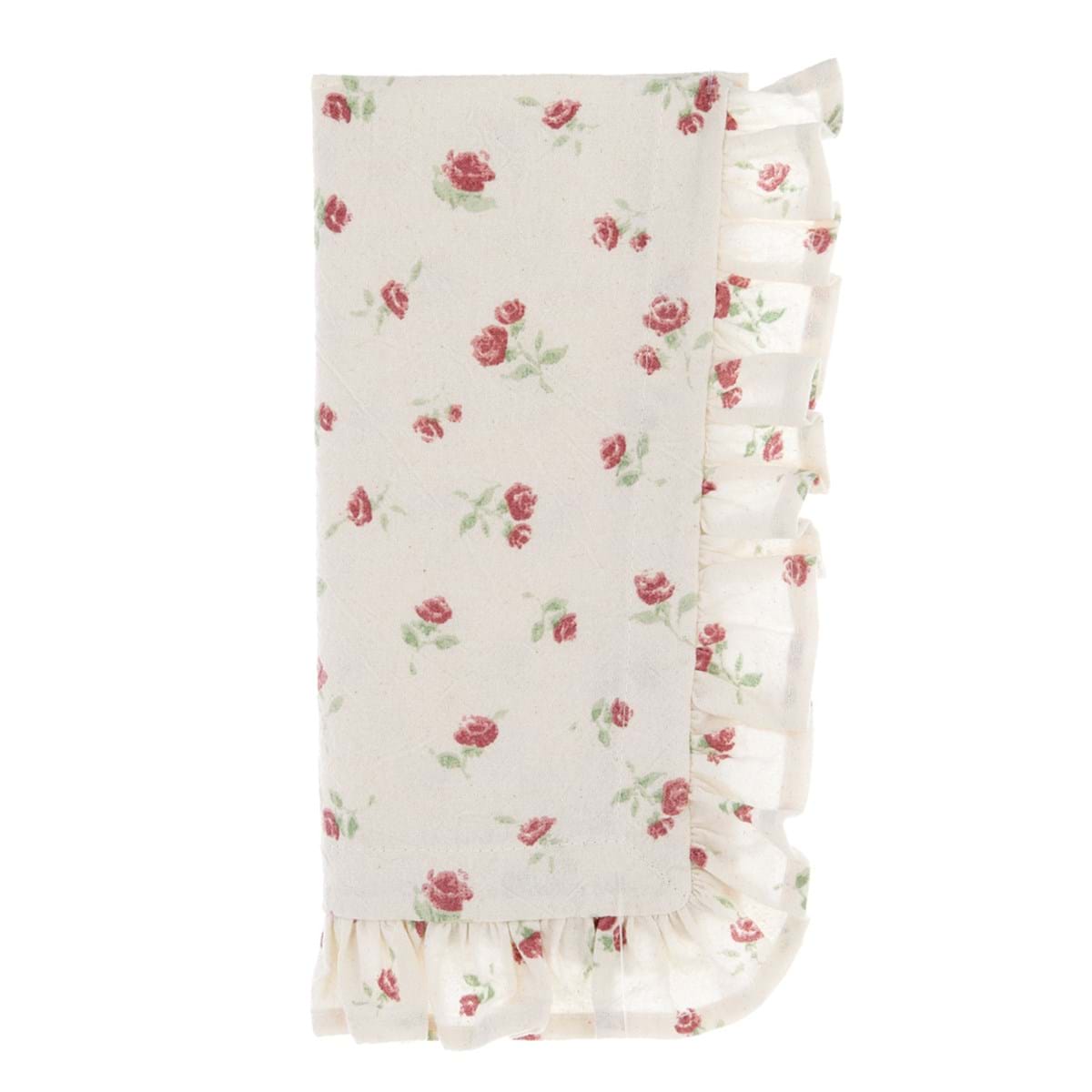 serviette en tissus fleurs roses shabby chic