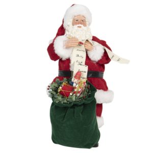 Figurine Décorative Père Noël Livre Les Jouets En Tissus Rouge Et Blanc H28 CM