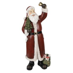 Figurine Décorative Père Noël Fait Sonner La Cloche En Résine Rouge H51CM