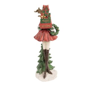Figurine Décorative Fille Des Bois En Résine Rouge H43 CM