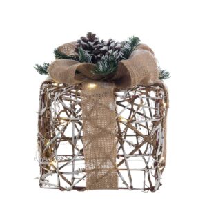 Décoration De Noël Boite Cadeaux Avec Led Lumineuse Intégrée 19x19x23 CM