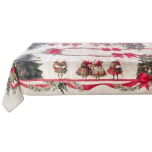 Grande Nappe Rectangulaire 160x350 CM Blanche Rouge Et Verte Collection Souris De Noël