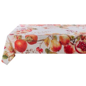 Grande nappe Rectangulaire Blanche Imprimé Fruits Dans Les Tons Orangés 150x340 CM