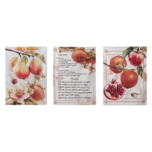 Lot De 3 Essuies Vaisselle En Coton Imprimé Fruits Dans Les Tons Orangés 50x70 CM
