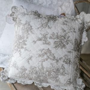 Coussin Carré En Boutis Toile De Jouy 45x45 CM