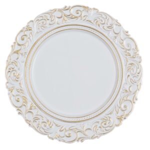 Lot De 6 Sous-Assiettes Décoratives En Mélamine Blanc Et Doré Ø36 CM