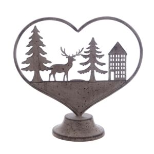 Décoration Métallique Coeur Avec Bougie 33x14x30 CM
