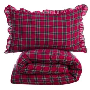 Housse De Couette Rouge Tartan En Coton 250x200 CM