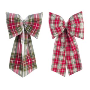 Lot de Deux Noeuds Tartan Assortis En Coton 30x50 CM Blanc Mariclo