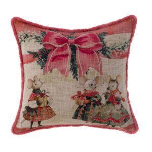 Coussin Brodé En Coton 45x45 CM Collection Souris De Noël