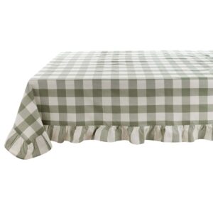 Grande Nappe Rectangulaire à Carreaux Verte 170×300 CM + 10 CM De Volant