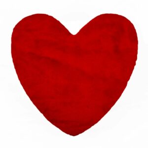 Coussin Coeur en Fausse Fourrure Rouge 41x42 CM Blanc Mariclo
