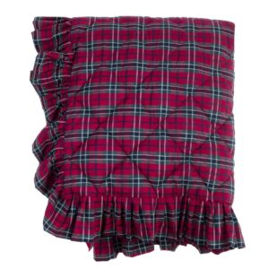 Couvre Lit Tartan Rouge Avec Volant 260x260 CM