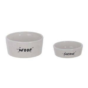 Set de 2 Gamelles Chien et Chat Assorties en Céramique Blanche