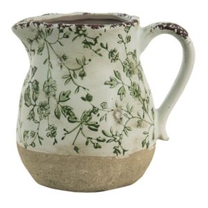 Pichet en Céramique Vert et Blanc Feuillage 1100 ml Clayre & Eef