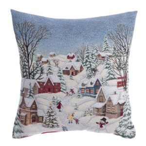 Coussin Carré Maison De Noël 42x42 CM Blanc Mariclo