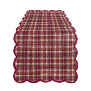 Chemin De Table En Boutis 100% Coton Collection Rouge Tartan Montagne 45x140 CM