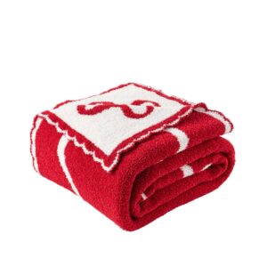 Plaid En Jacquard Rouge Et Blanc, Double Face 140×170 CM