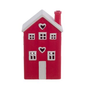 Décoration De Noël Maison Rouge Avec Led Lumineuse Intégrée 11 X 8 X 19 CM