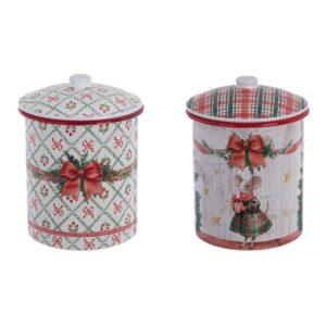 Pots avec couvercle -Jar - 2 Modèles Assortis - Collection Souris De Noël 15 X 15 X 16 CM