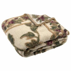 Plaid En Laine Floral Beige Vert Et Bordeaux 150×180 CM