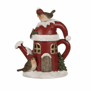 Maison Décorative De Noël Nichoir Oiseaux Rouge 13x10x16 CM