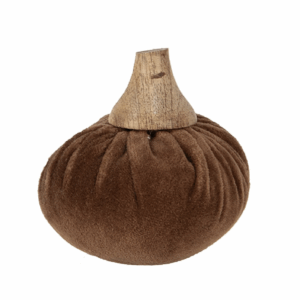 Objet De Décoration Citrouille Marron En Tissus Et Bois Ø 9x8 CM