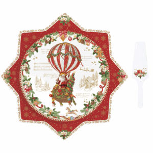 Plat à Gateau Avec Pelle En Porcelaine Ø 32 CM Collection Histoire De Noël