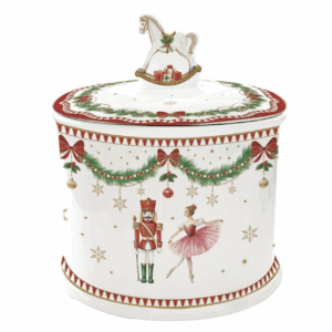 Boite à Biscuits En Porcelaine Ø14 CM + H 15,5 CM Collection Rêves De Noël