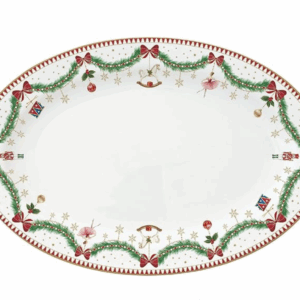 Plateau à Servir Oval En Porcelaine 35x24 CM Collection Rêves De Noël
