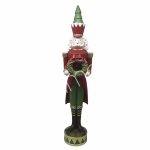 Grand Casse Noisette Rouge Et Vert En Résine Couronne De Noël 12x11x54 CM Colmore