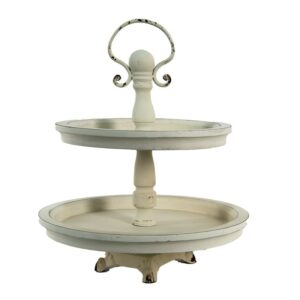 Serviteur 2 Plateaux En Bois Et Métal Beige Ø 30x36 CM